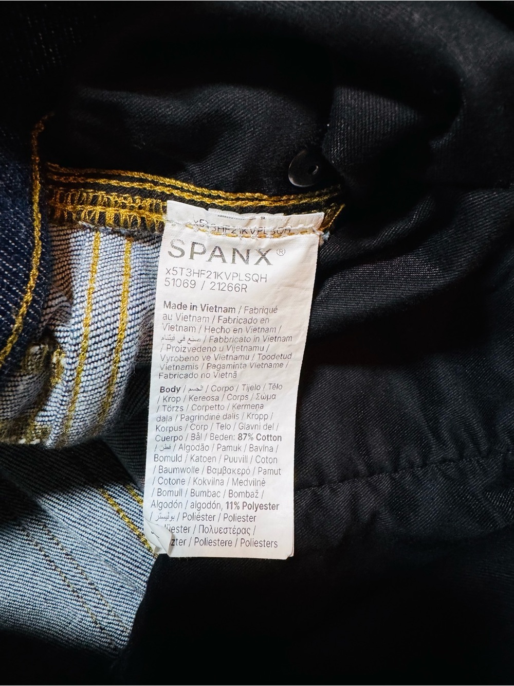 SPANX Dark Blue Pull-on stretch Flare Jeans Size L - Picture 3 of 4